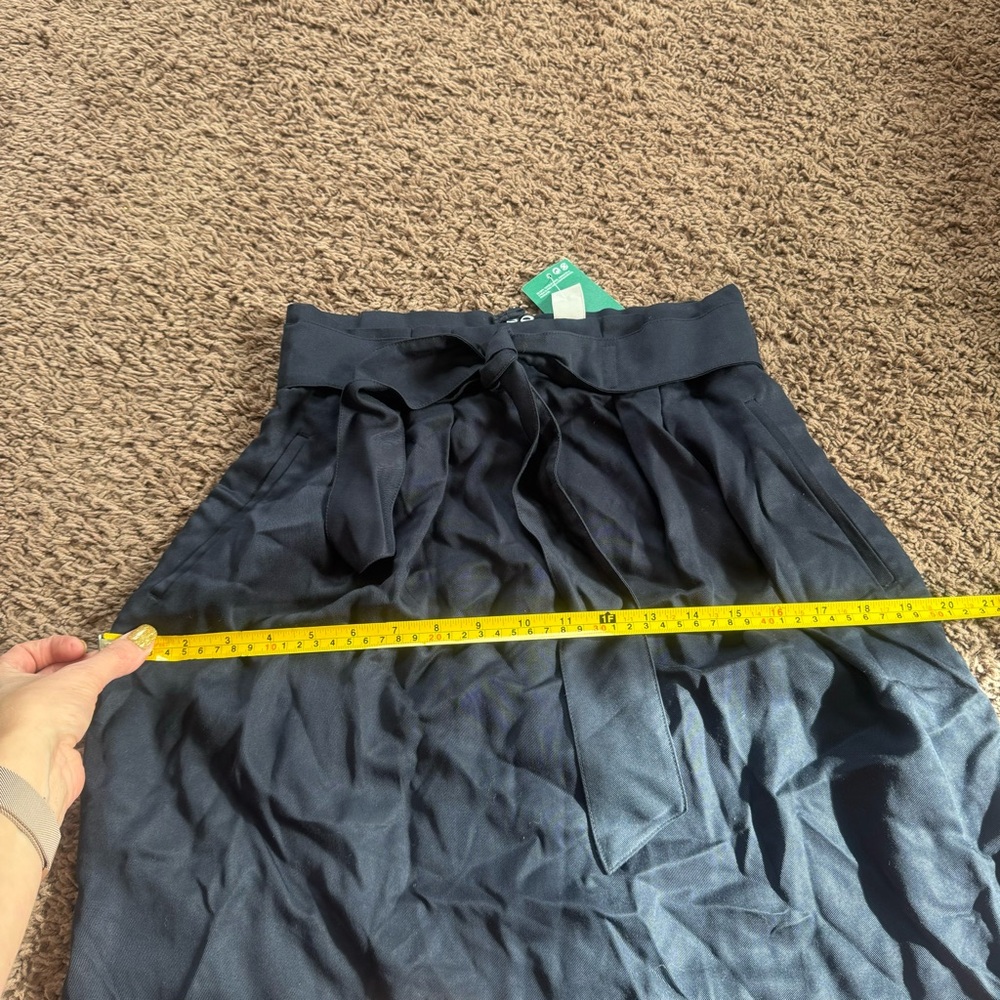 H&M Navy Blue Conscious Collection Skirt Belted Tie Waist TENCEL 4 NEW - Picture 10 of 12